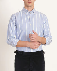 Blue Wide Stripe Oxford Shirt