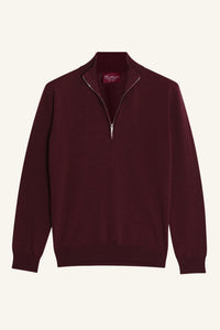 Merino Wool Half Zip Burgundy