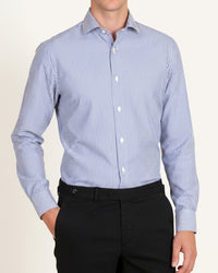 White & Blue Thin Stripe Poplin Shirt