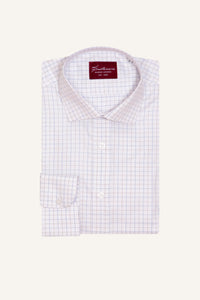 Blue & Brown Window Check Poplin Shirt