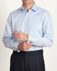 Blue Double Cuff Twill Shirt