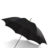 Black hardwood umbrella, open, side view
