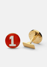 Gold, Red & White Racer Cufflinks by Skultuna