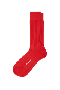 Red cotton lisle rib socks by Pantherella